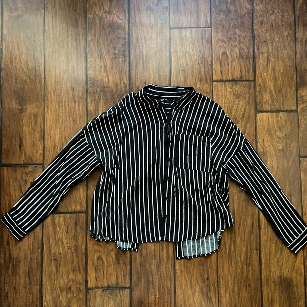Black and white stripped blouse